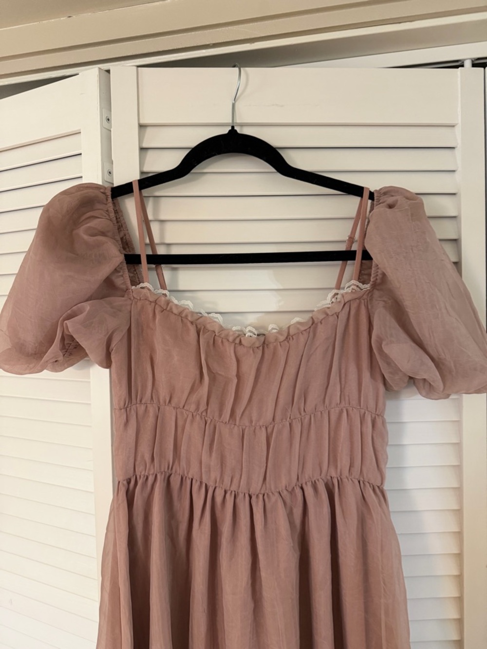 Reformation Mayme Dusty Rose Maxi Dress with Puff Sleeves - Picture 2 of 4
